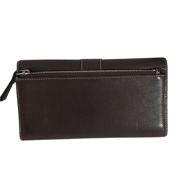 NWOT! COACH! STUNNING ESPRESSO BROWN GENUINE LEATHER, CONTRAST STITCHED WALLET! - Picture 4 of 14